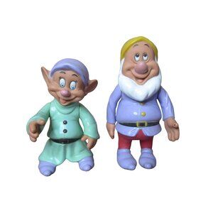 Set of 2 Disney Snow White Dwarves - Dopey & Sneezy - Vintage